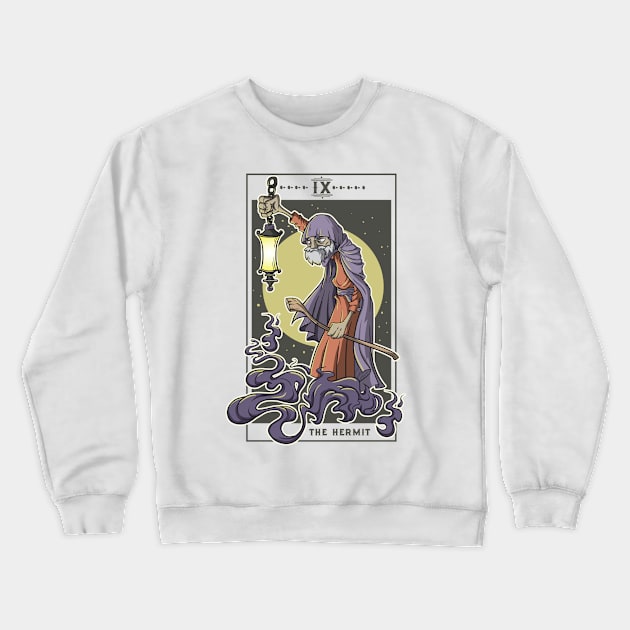 The Hermit Tarot Card Goth Gothic Gift Occult Comic Graphic Crewneck Sweatshirt by TellingTales